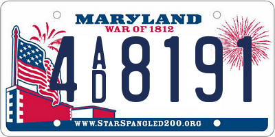 MD license plate 4AD8191