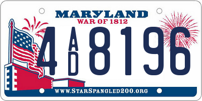 MD license plate 4AD8196