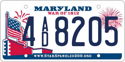 MD license plate 4AD8205