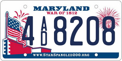MD license plate 4AD8208