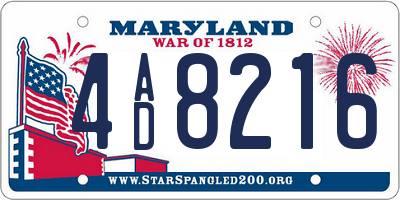 MD license plate 4AD8216