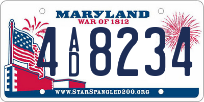 MD license plate 4AD8234