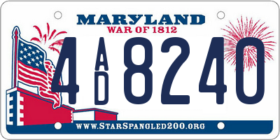 MD license plate 4AD8240