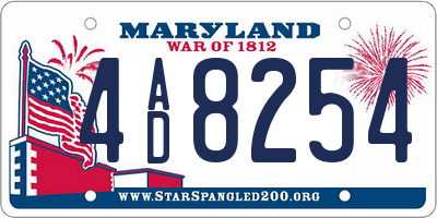 MD license plate 4AD8254
