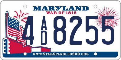 MD license plate 4AD8255