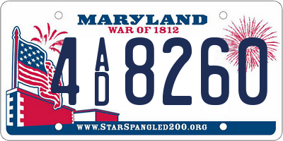 MD license plate 4AD8260