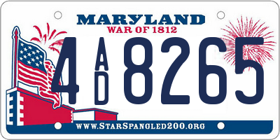 MD license plate 4AD8265