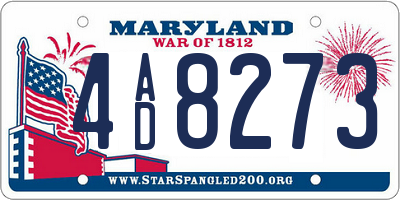 MD license plate 4AD8273
