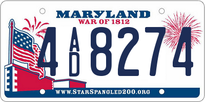 MD license plate 4AD8274