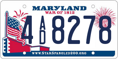 MD license plate 4AD8278