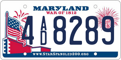 MD license plate 4AD8289