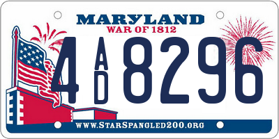 MD license plate 4AD8296
