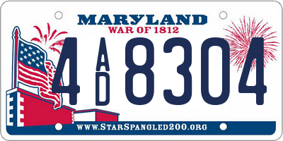 MD license plate 4AD8304