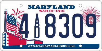 MD license plate 4AD8309