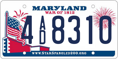 MD license plate 4AD8310