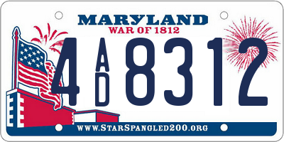 MD license plate 4AD8312