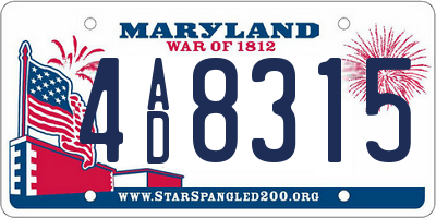 MD license plate 4AD8315