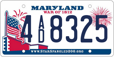 MD license plate 4AD8325