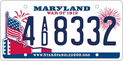MD license plate 4AD8332