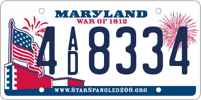 MD license plate 4AD8334