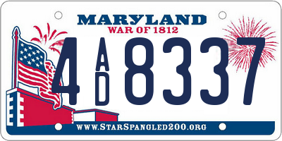 MD license plate 4AD8337