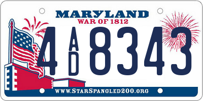 MD license plate 4AD8343