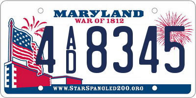 MD license plate 4AD8345