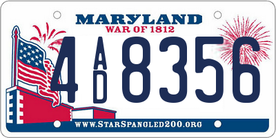 MD license plate 4AD8356