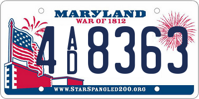 MD license plate 4AD8363