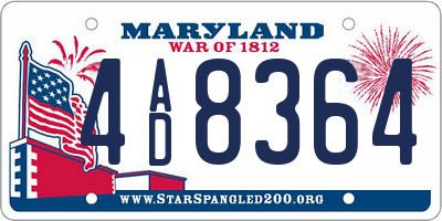 MD license plate 4AD8364