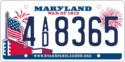 MD license plate 4AD8365