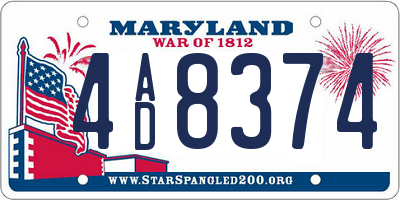 MD license plate 4AD8374