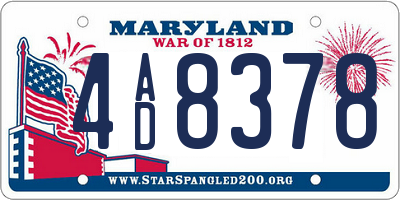 MD license plate 4AD8378