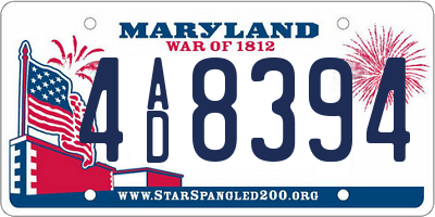 MD license plate 4AD8394
