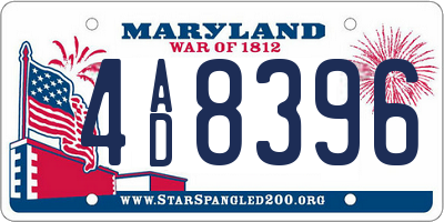 MD license plate 4AD8396