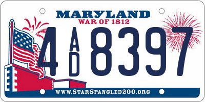 MD license plate 4AD8397