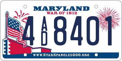 MD license plate 4AD8401