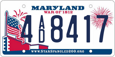 MD license plate 4AD8417