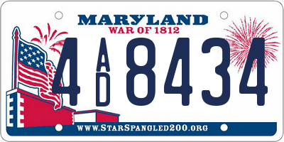 MD license plate 4AD8434