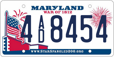 MD license plate 4AD8454