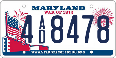 MD license plate 4AD8478