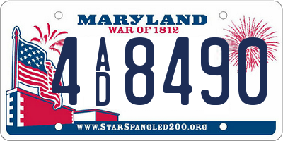 MD license plate 4AD8490