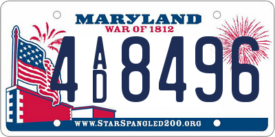 MD license plate 4AD8496