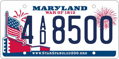 MD license plate 4AD8500