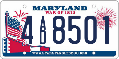 MD license plate 4AD8501
