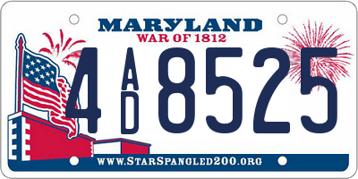 MD license plate 4AD8525
