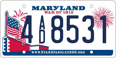 MD license plate 4AD8531