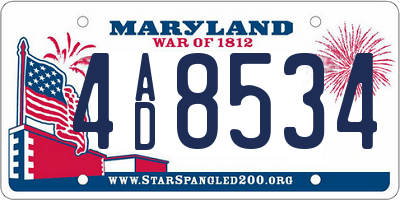 MD license plate 4AD8534