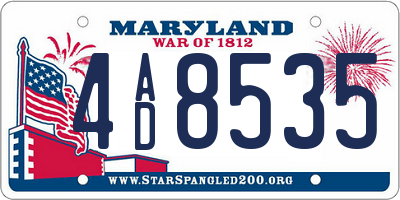 MD license plate 4AD8535