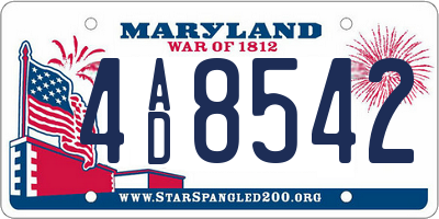 MD license plate 4AD8542